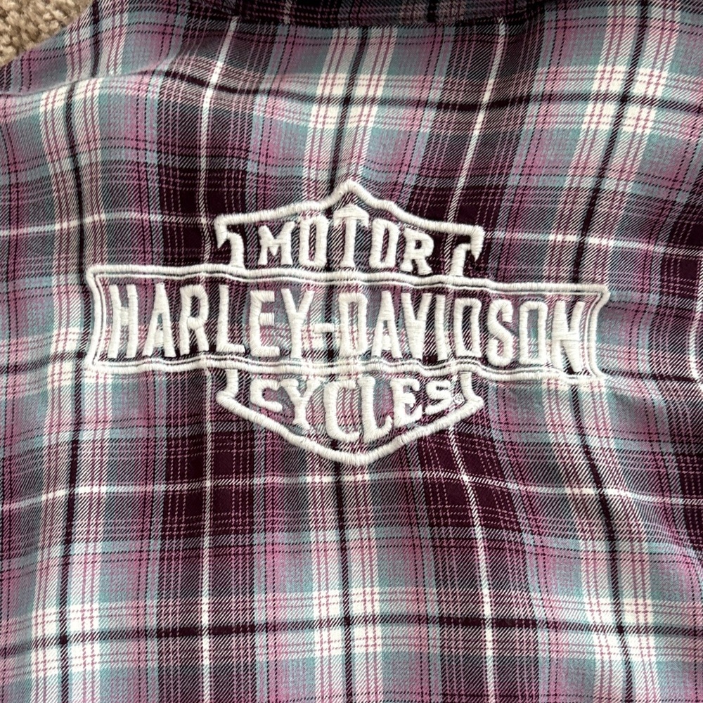 Harley-Davidson Purple Plaid Button-Down Shirt - Picture 5 of 5